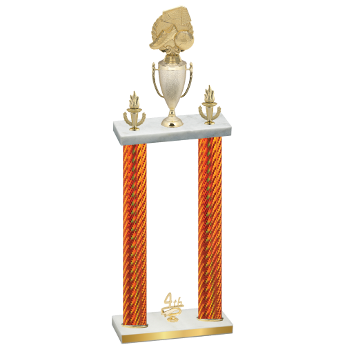 Double Orange Carbon Fiber Fourth Place Soccer Trophy