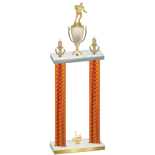 Double Orange Carbon Fiber First Place Rugby Trophy