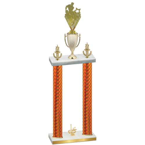 Double Orange Carbon Fiber First Place Rugby Trophy