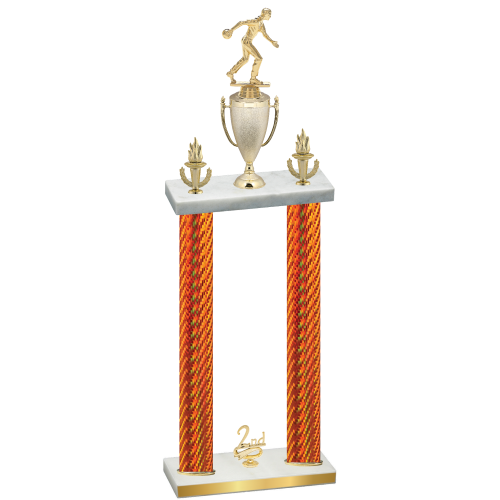 Double Orange Carbon Fiber Second Place Bowling Trophy