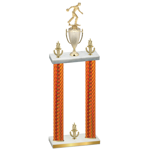Double Orange Carbon Fiber Victory Bowling Trophy