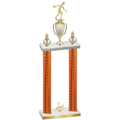 Double Orange Carbon Fiber Second Place Bowling Trophy