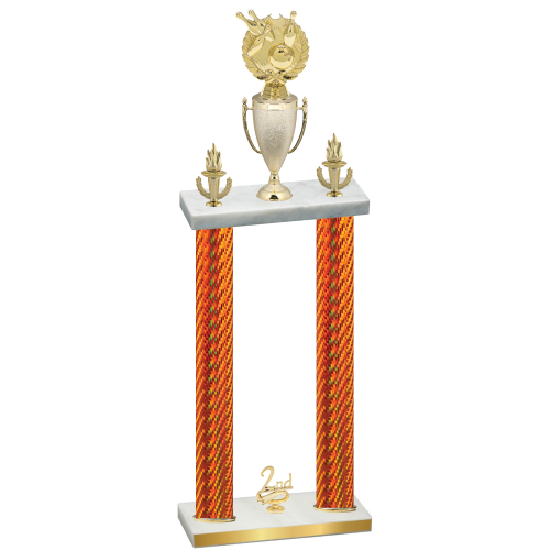 Double Orange Carbon Fiber Second Place Bowling Trophy