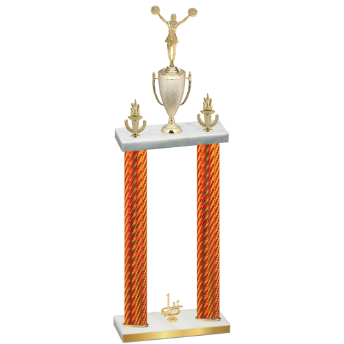 Double Orange Carbon Fiber First Place Cheerleading Trophy