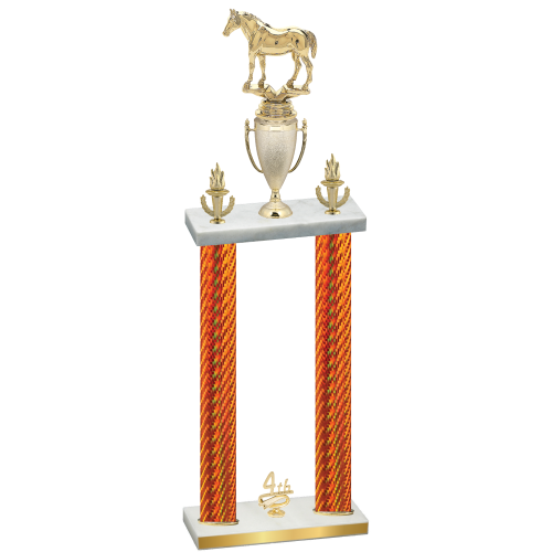 Double Orange Carbon Fiber Fourth Place Horses Trophy