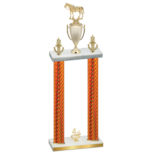 Double Orange Carbon Fiber Fourth Place Horses Trophy