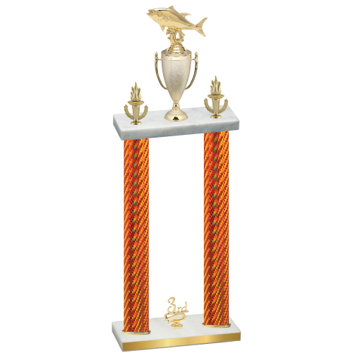 Double Orange Carbon Fiber Third Place Fishing Trophy
