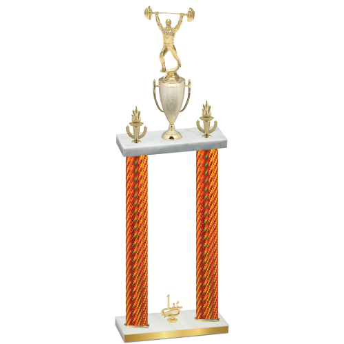 Double Orange Carbon Fiber First Place Weights Trophy