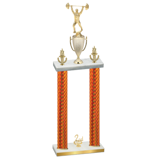 Double Orange Carbon Fiber Second Place Weights Trophy
