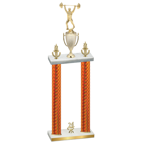 Double Orange Carbon Fiber Year Weights Trophy