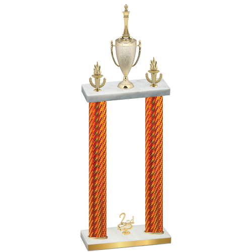 Double Orange Carbon Fiber Second Place Chess Trophy