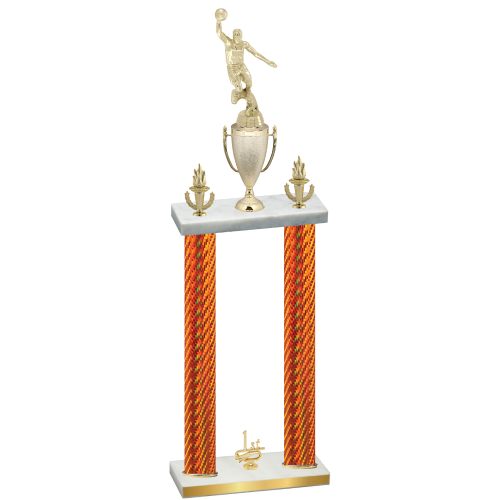 Double Orange Carbon Fiber First Place Basketball Trophy