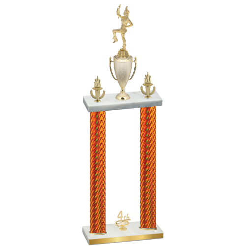 Double Orange Carbon Fiber Fourth Place Majorette Trophy