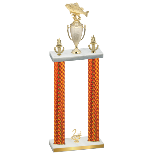 Double Orange Carbon Fiber Second Place Fishing Trophy