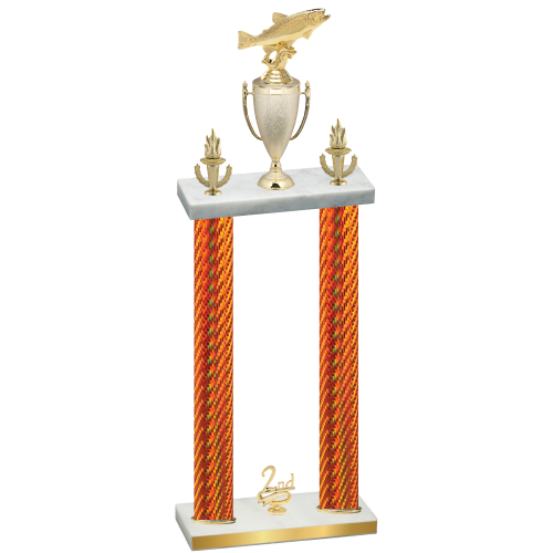 Double Orange Carbon Fiber Second Place Fishing Trophy