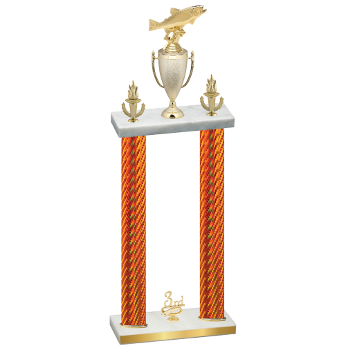 Double Orange Carbon Fiber Third Place Fishing Trophy