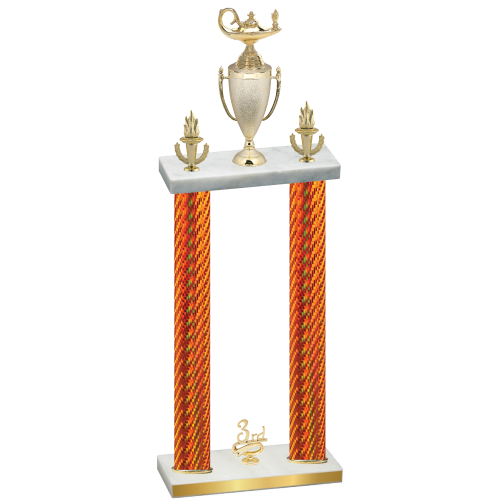 Double Orange Carbon Fiber Third Place Academics Trophy