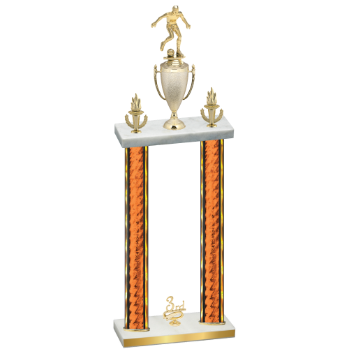 Double Orange Glacier Third Place Soccer Trophy