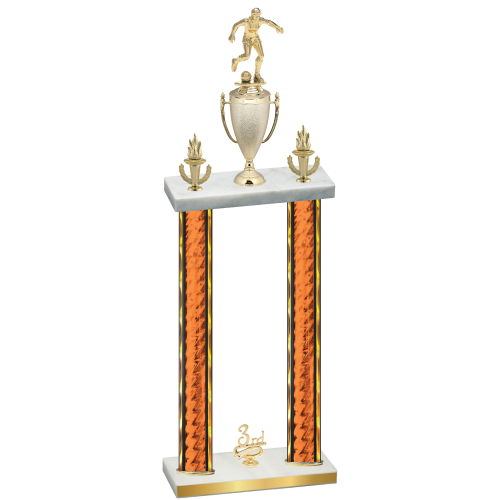 Double Orange Glacier Third Place Soccer Trophy