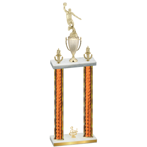 Double Orange Glacier Third Place Basketball Trophy