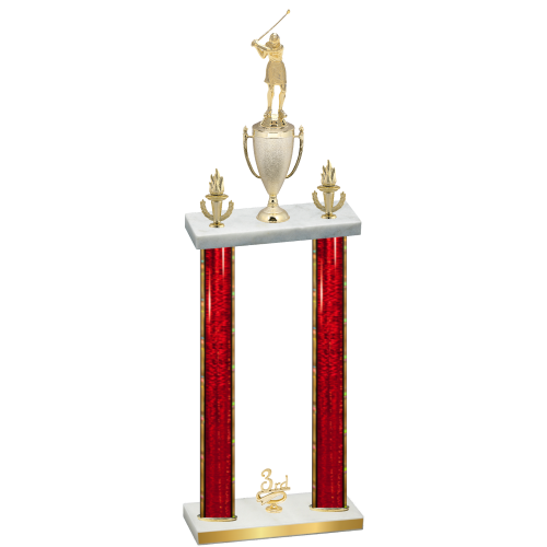 Double Red Glacier Third Place Golf Trophy