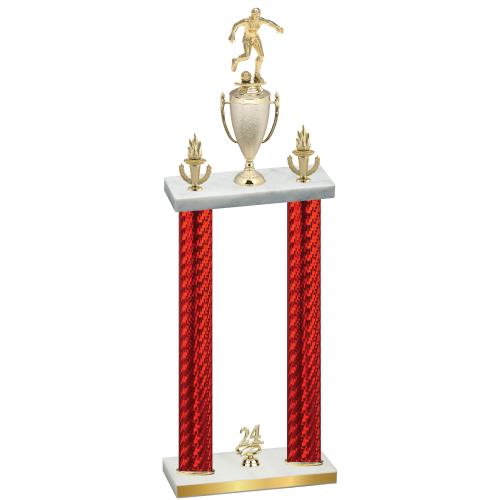 Double Red Carbon Fiber Year Soccer Trophy