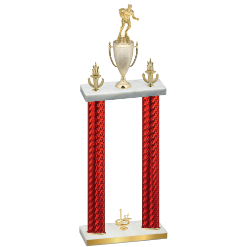 Double Red Carbon Fiber First Place Rugby Trophy