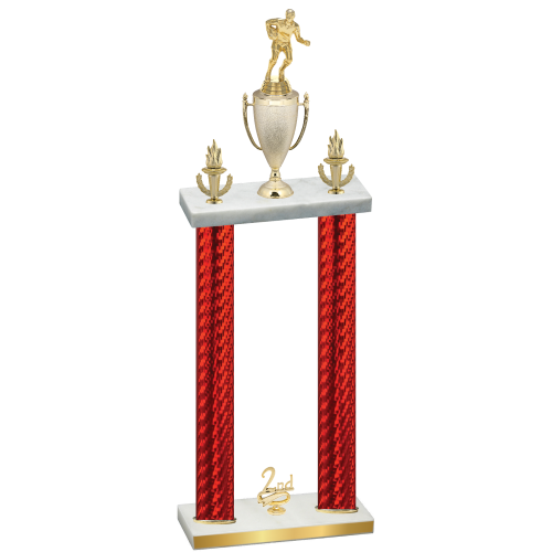Double Red Carbon Fiber Second Place Rugby Trophy