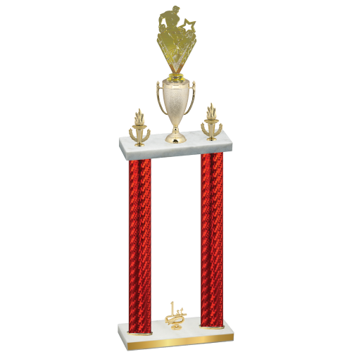 Double Red Carbon Fiber First Place Rugby Trophy