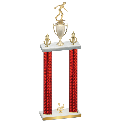 Double Red Carbon Fiber Third Place Bowling Trophy