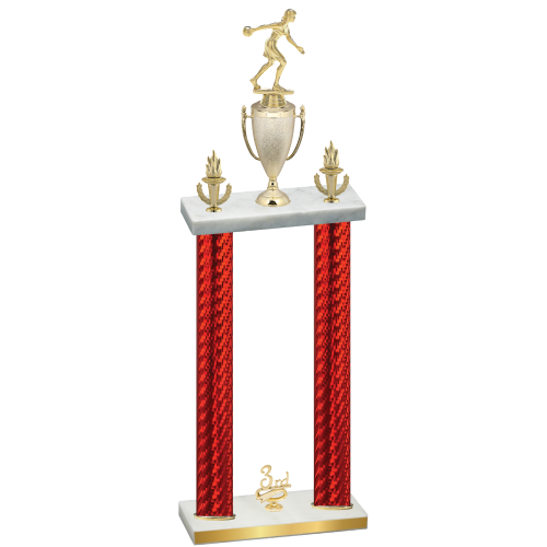 Double Red Carbon Fiber Third Place Bowling Trophy