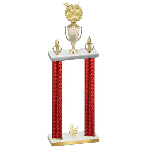 Double Red Carbon Fiber Third Place Bowling Trophy