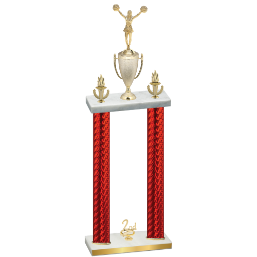 Double Red Carbon Fiber Second Place Cheerleading Trophy