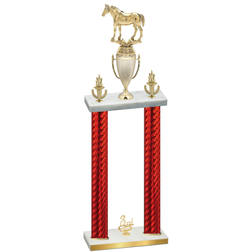 Double Red Carbon Fiber Third Place Horses Trophy