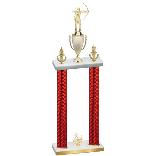 Double Red Carbon Fiber Third Place Archery Trophy