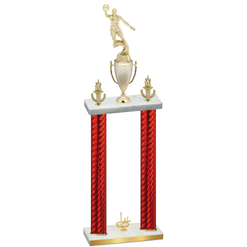 Double Red Carbon Fiber First Place Basketball Trophy