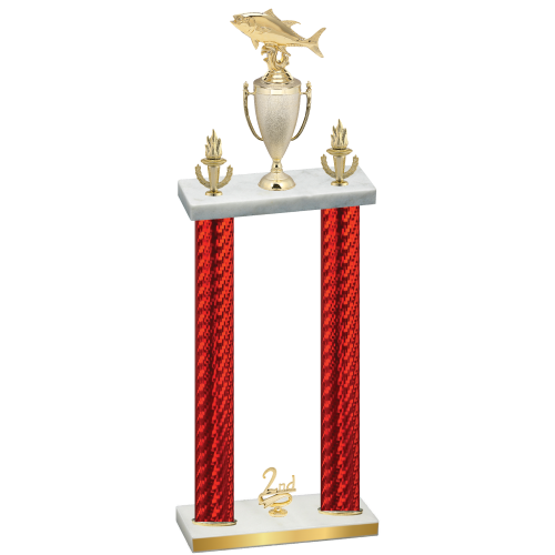 Double Red Carbon Fiber Second Place Fishing Trophy