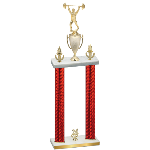 Double Red Carbon Fiber Year Weights Trophy