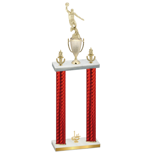 Double Red Carbon Fiber First Place Basketball Trophy