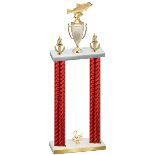 Double Red Carbon Fiber Second Place Fishing Trophy
