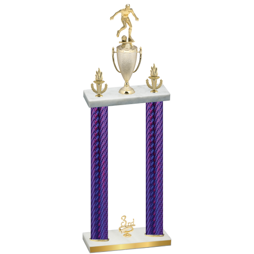 Double Purple Carbon Fiber Third Place Soccer Trophy