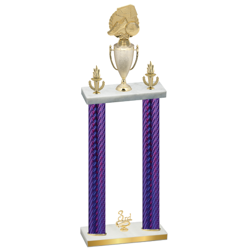 Double Purple Carbon Fiber Third Place Soccer Trophy