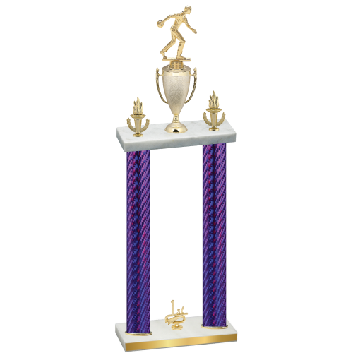 Double Purple Carbon Fiber First Place Bowling Trophy