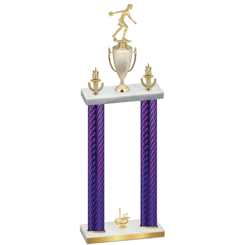 Double Purple Carbon Fiber First Place Bowling Trophy