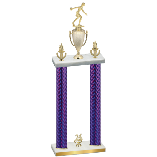Double Purple Carbon Fiber Year Bowling Trophy