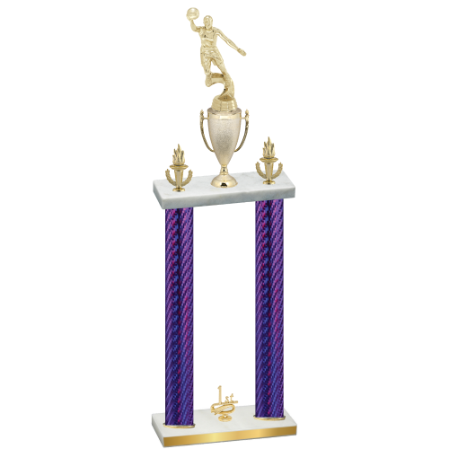 Double Purple Carbon Fiber First Place Basketball Trophy