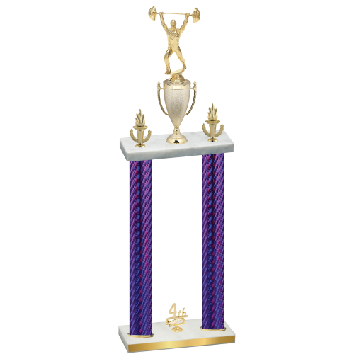 Double Purple Carbon Fiber Fourth Place Weights Trophy