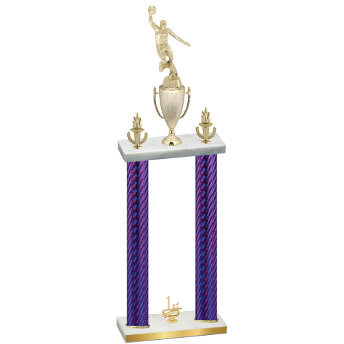 Double Purple Carbon Fiber First Place Basketball Trophy
