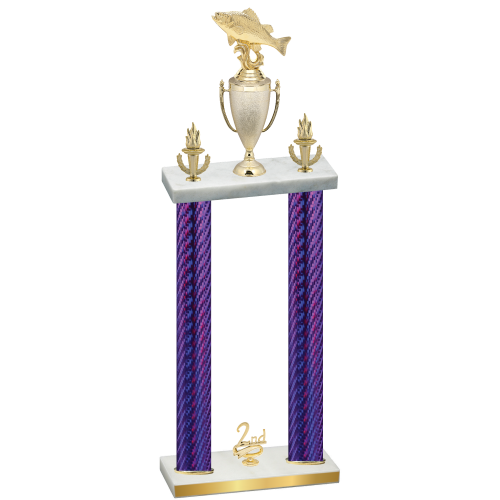 Double Purple Carbon Fiber Second Place Fishing Trophy