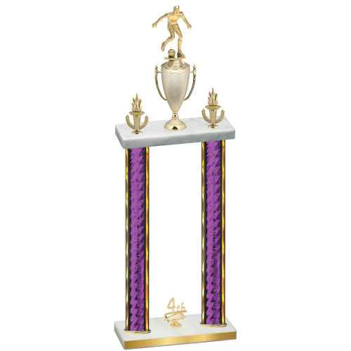Double Purple Glacier Fourth Place Soccer Trophy